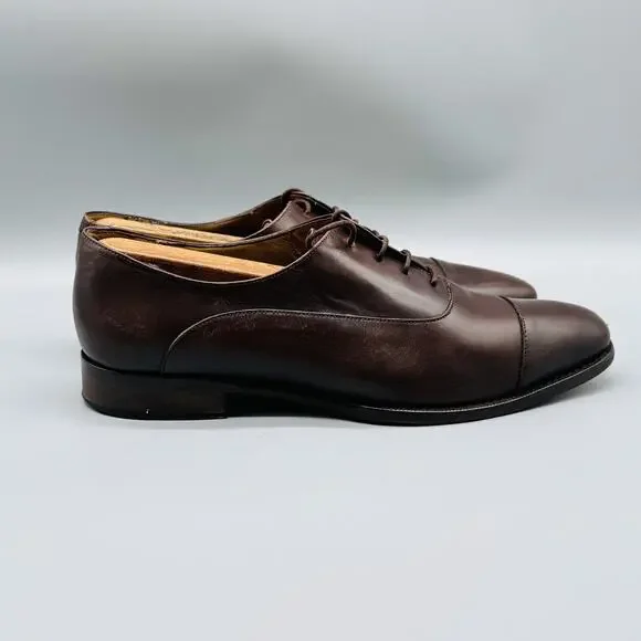 Elegant Dark Brown Cap Toe Oxfords - Picture 1 of 11